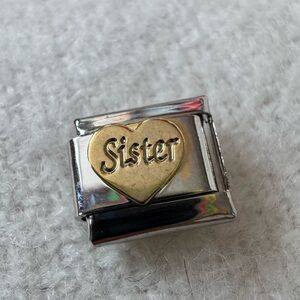 Gold Heart “Sister” Italian Charm Link